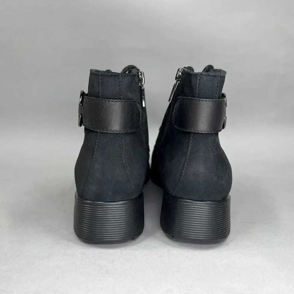 Munro Buckley Boots Women's Size 8.5 Black Nubuck Leather Lace Up Buckle Combat - Picture 5 of 12